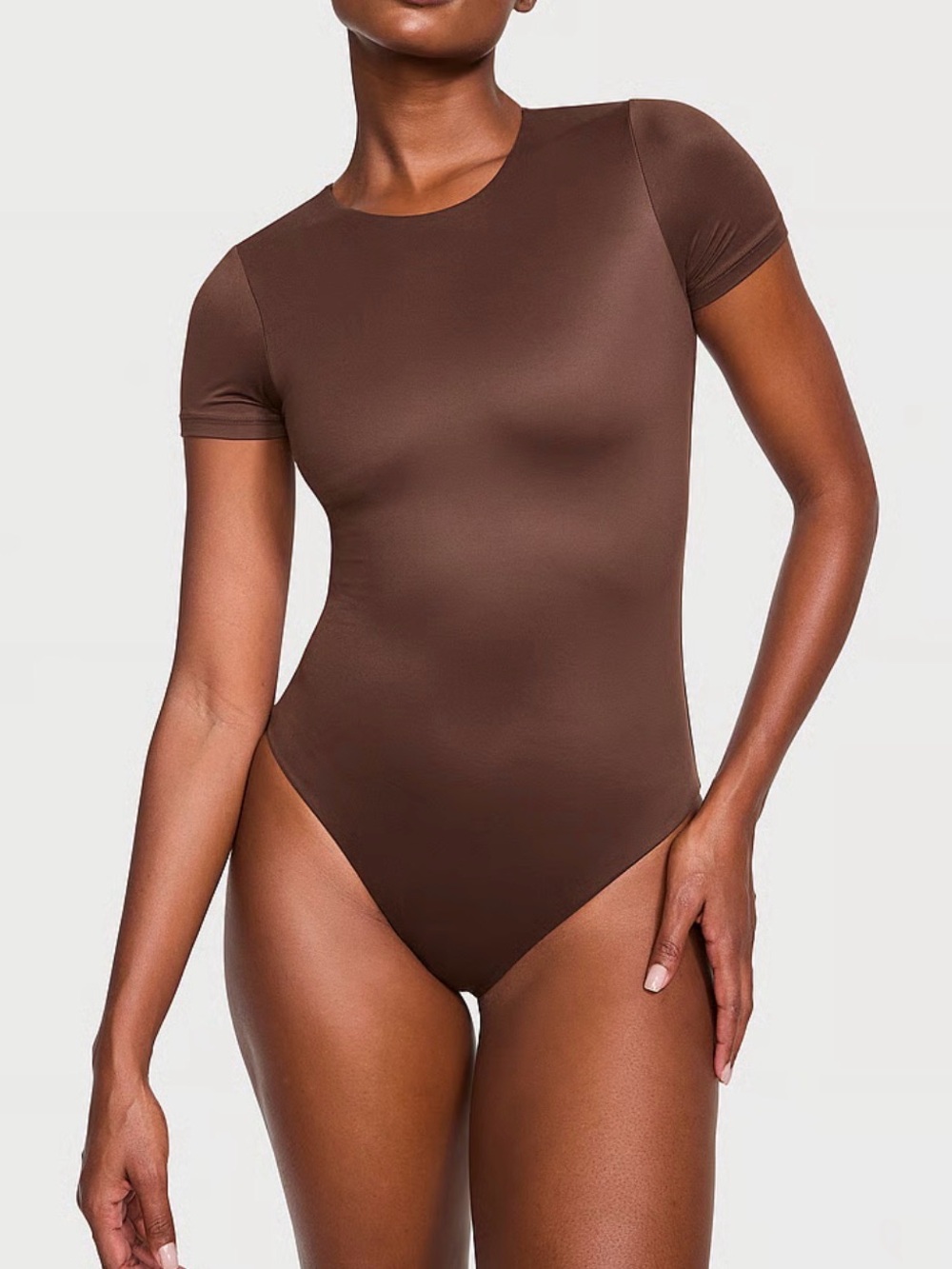 Women’s Short Sleeve Brown Bodysuit